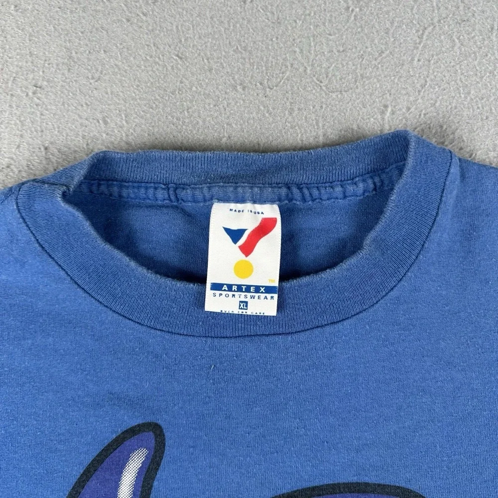 Vintage Road Runner T‎ Shirt Men's XL Blue Looney Tunes Big Head Short Sleeve